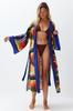 Women's Fashion New Kimono&Kaftan Abstract Patterned Belted Maxi Woven KimonoKaftan