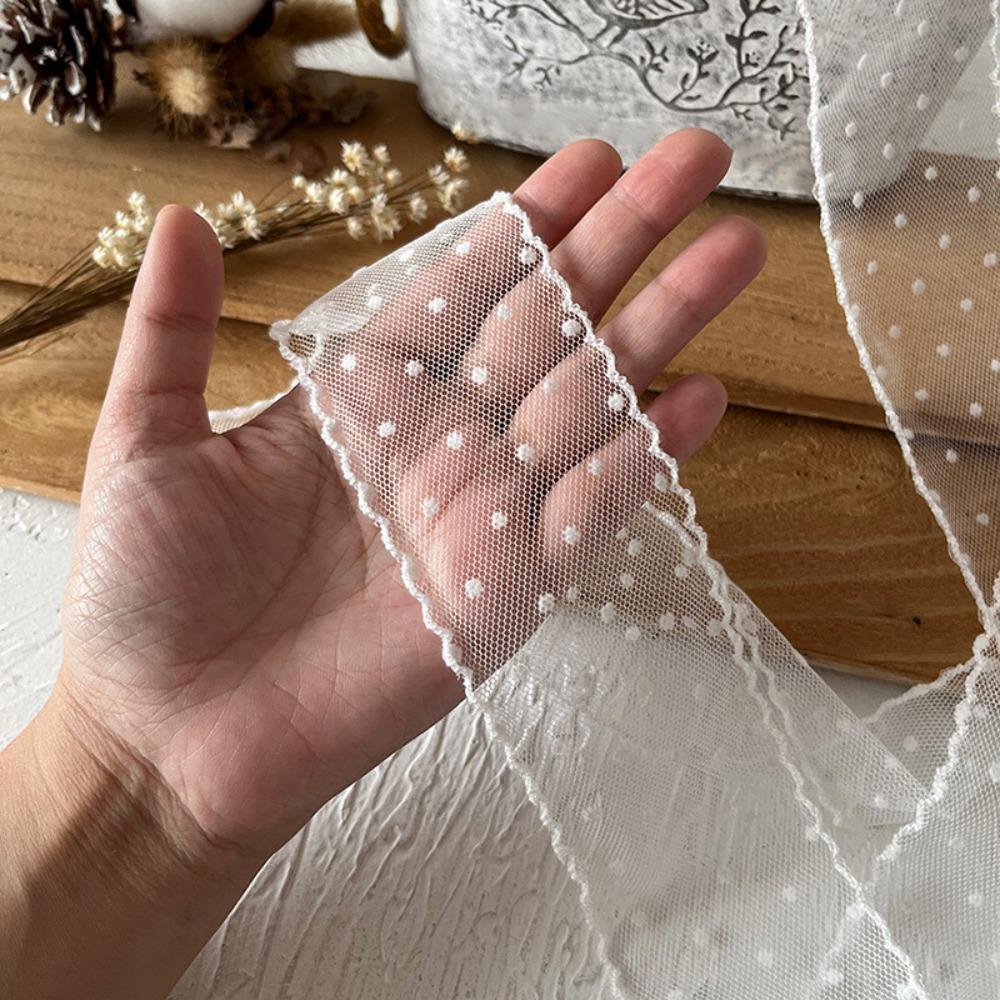 DIY Polka Dot Mesh Ribbon Retro Lace Fabric Ribbon  for Bouquets Gift Wrapping Sewing