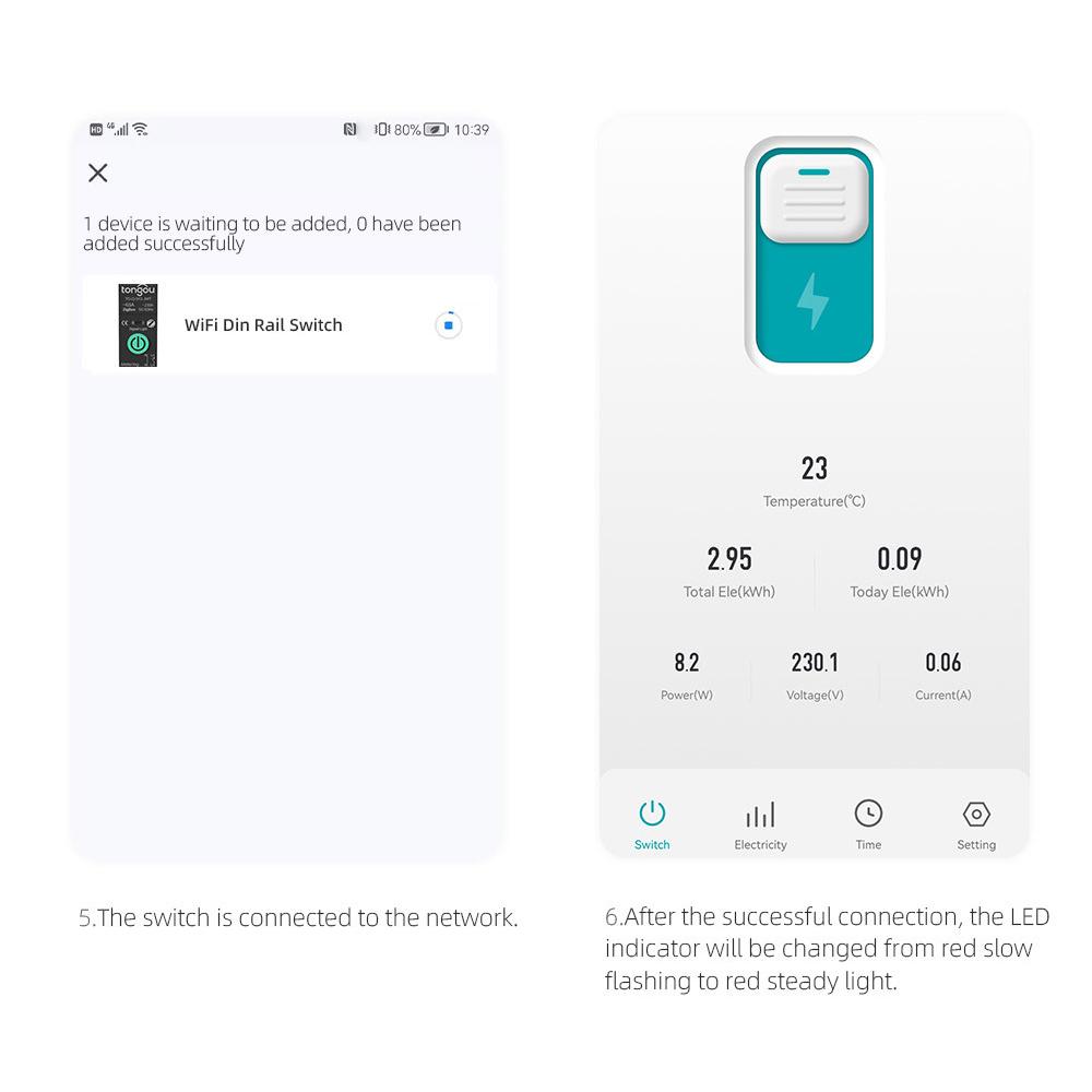 Интеллектуальный автоматический выключатель TONGOU Tuya ZigBee с измерением, 1P, 63A, поддержка DIN-рейки, 3 режима синхронизации
