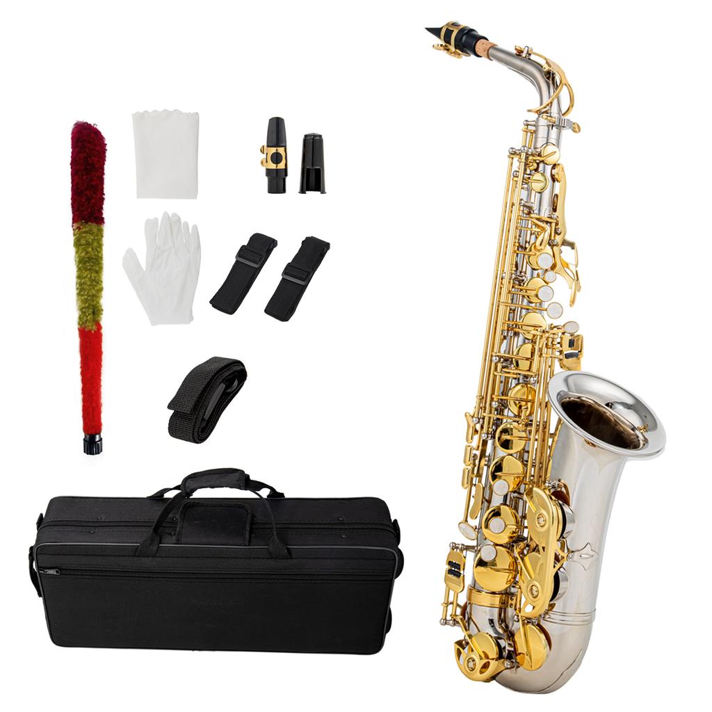 Eb Alto Saxophone Brass E Flat Sax 802 Key Type Woodwind Instrument with Cleaning Rod Cloth Gloves
