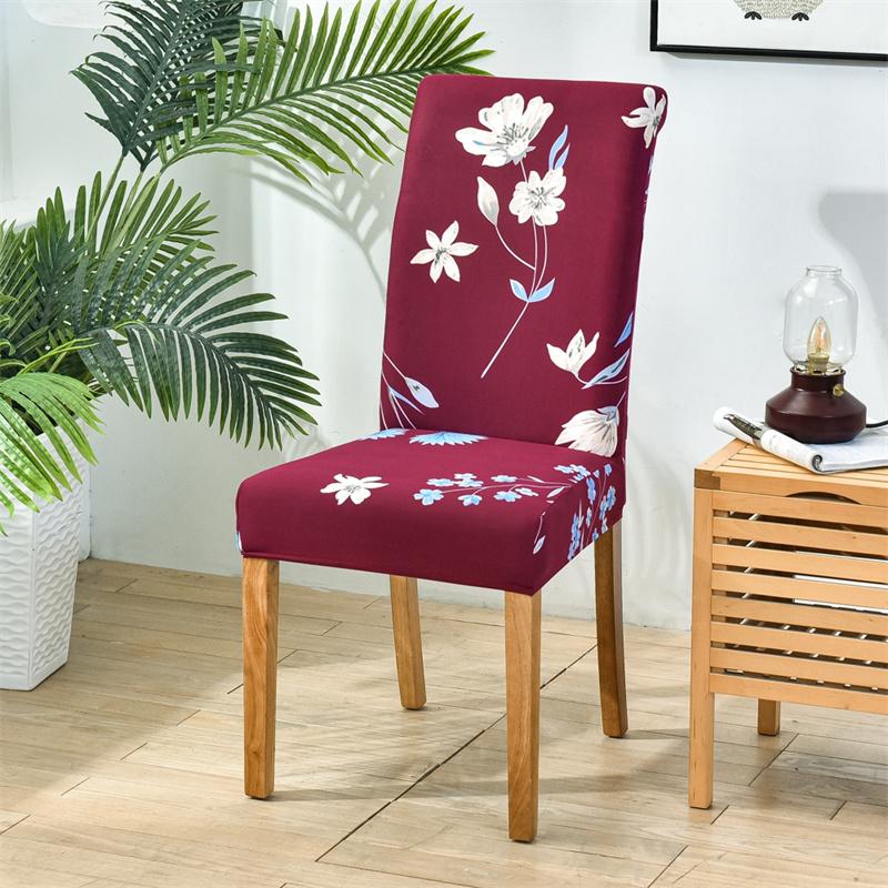 Printed Stretch Spandex Chair Cover Anti Dirty Elastic Seat Slipcover For Dining Room Office Wedding Party