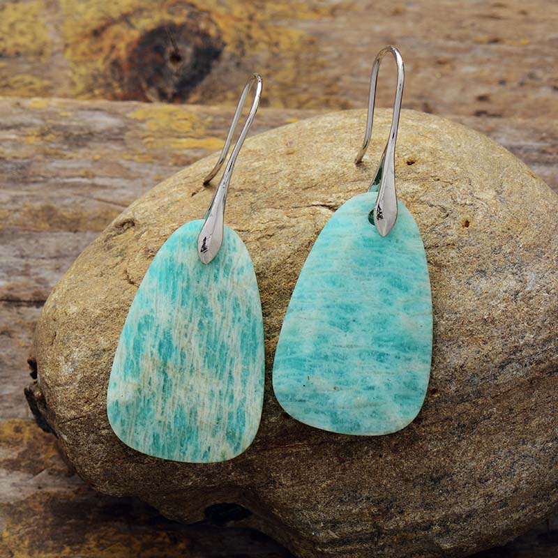 Latest Modern Women Earrings High End Amazonite Dangle Earring Bold Natural Stones Elegant Jewelry Bijoux