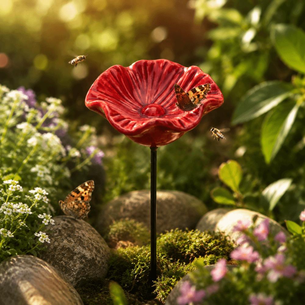Flower Shaped Bee Butterfly Water Dispenser Colorful Bee Watering Station Courtyard