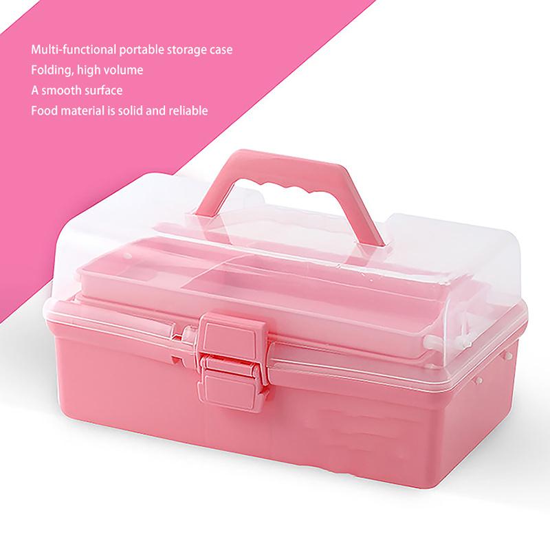 Трехслойный ящик для хранения лекарств, аптечка, пластиковый складной медицинский сундук-органайзер для макияжа, коробки для хранения канцелярских принадлежностей