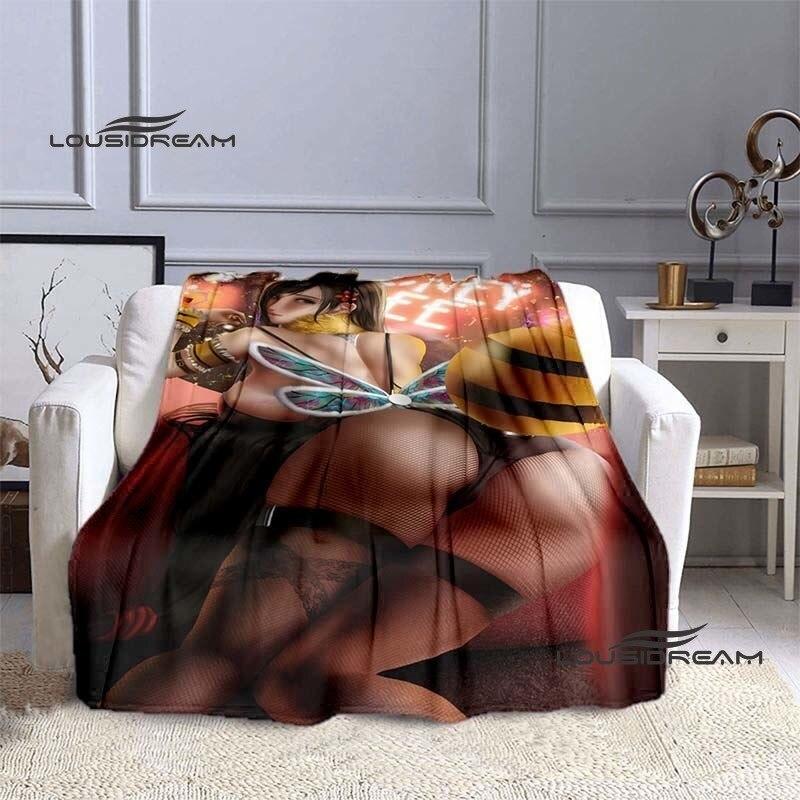 FINAL FANTASY Tifa Aerith Blanket Sexy Beauties Flannel Blanket Adults and Children Bedroom Coverlet Sofa Camping Warm Blanket
