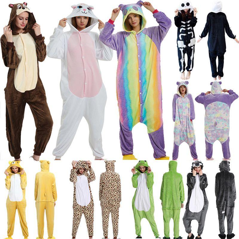 Уютная унисекс взрослая фланелевая пижама-костюм животного с боковыми карманами