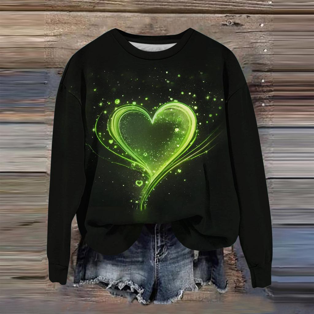 Women's Fashion Printed Long Sleeve Loose Round Neck Sweatshirt Top Fall