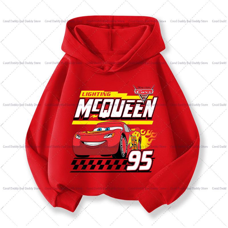 Car Movie Kids Hoodies Kawaii Cartoon Character Printed Tops Boys Winter Casual Sports Long Sleeves Autumn Children Clothing
