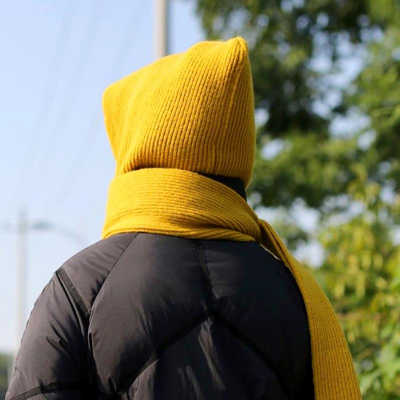 1PC Trendy Casual Versatile Skin-friendly Multiple Usage Hooded Scarf Knitted Solid Color Shawl
