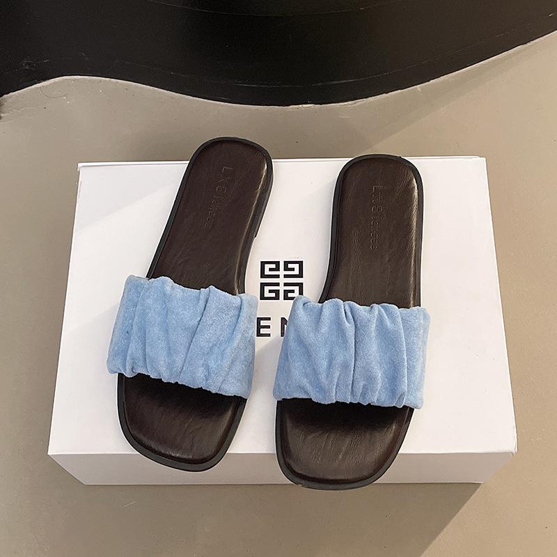 Обувь для улицы на плоской подошве, популярная обувь, сандалии из одного слова, женские сандалии, премиальные тапочки, лето, женская пляжная, французская