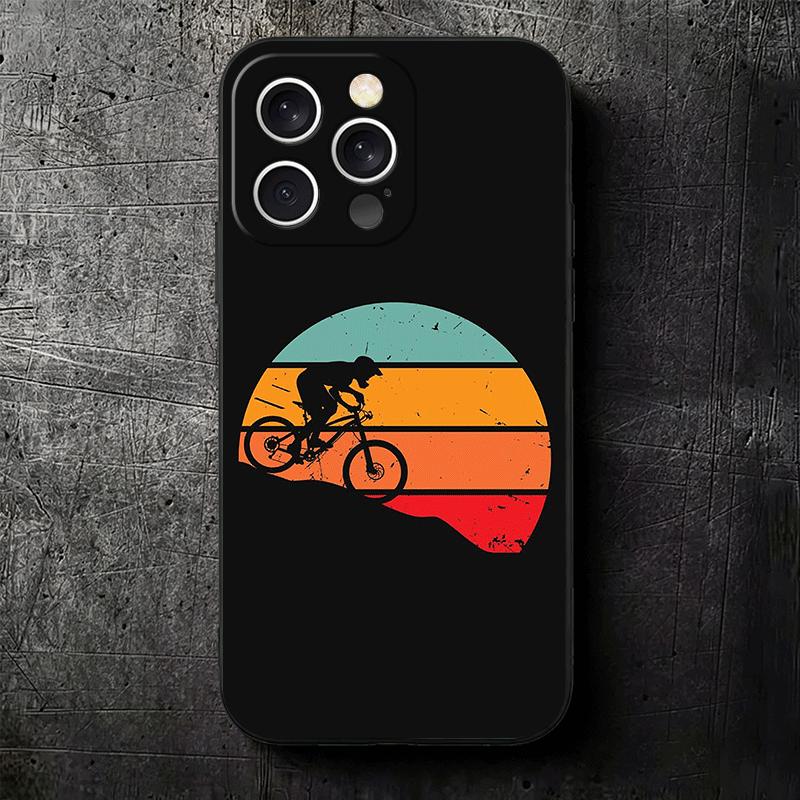 Мягкий чехол для телефона с изображением горного велосипеда для iPhone 16 16E 17 Air 15 Pro Max 14 Plus 13 Mini 11 12 7 Черный чехол Задняя крышка