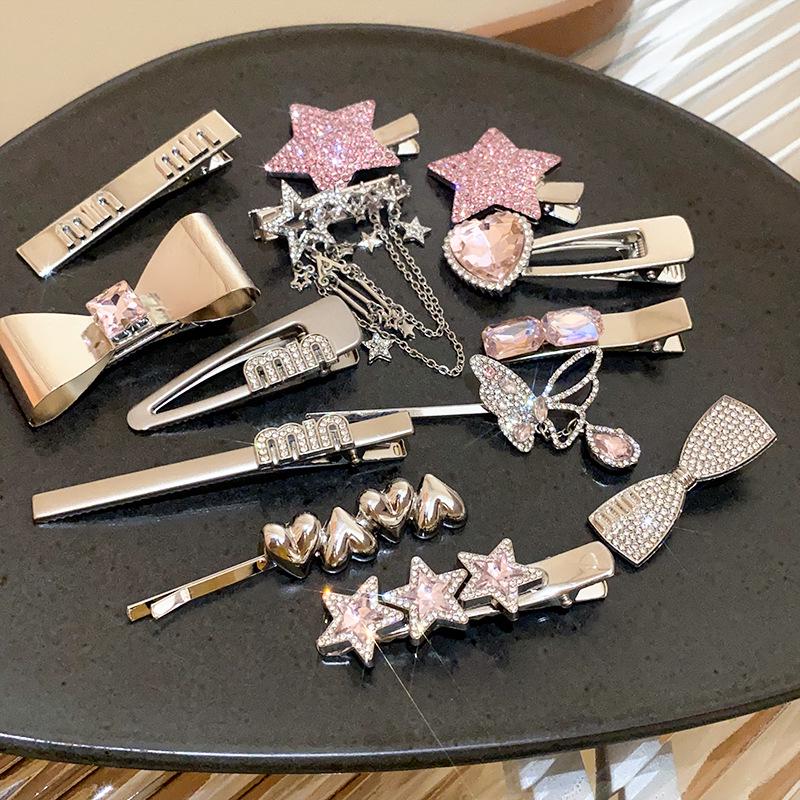 Rhinestone Star Bow Duckbill Hair Clip - Sweet & Cool Style Accessory