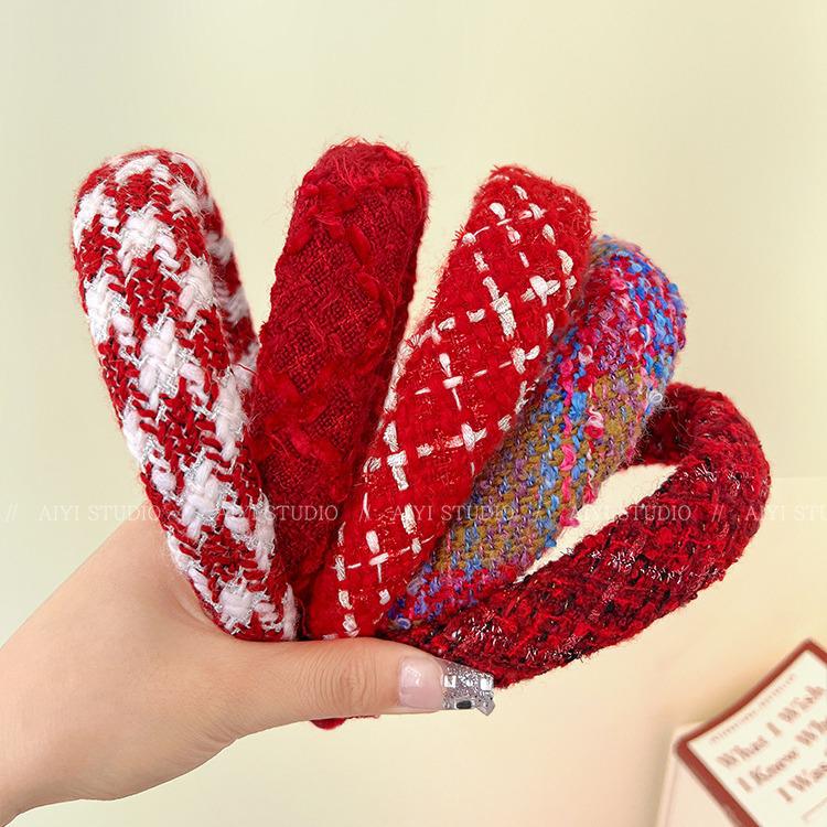 Праздничная красная повязка на голову для женщин - Аксессуар для волос на китайский Новый год и Рождество