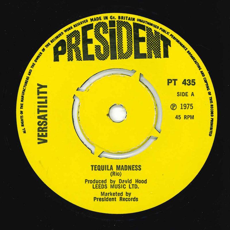 7-дюймовая пластинка VERSATILITY Tequila Madness PT435 President Recor 1975 UK SoulFunk Б/у