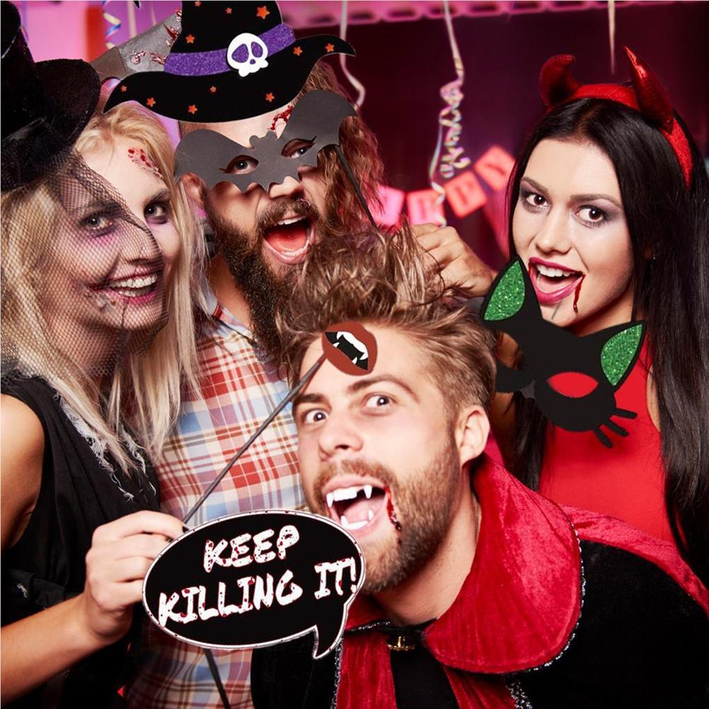 20 предметов реквизита для фотосъемки на Хэллоуин, веселый печатный праздничный набор реквизита для селфи, украшения, украшения для фотографий, декор для фотографий