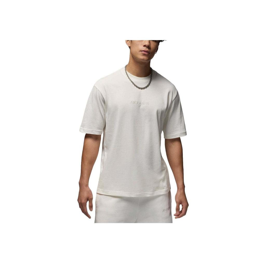 Jordan Wordmark Series сплошной цвет с круглым вырезом повседневная футболка с коротким рукавом мужские топы белые FJ1970-133