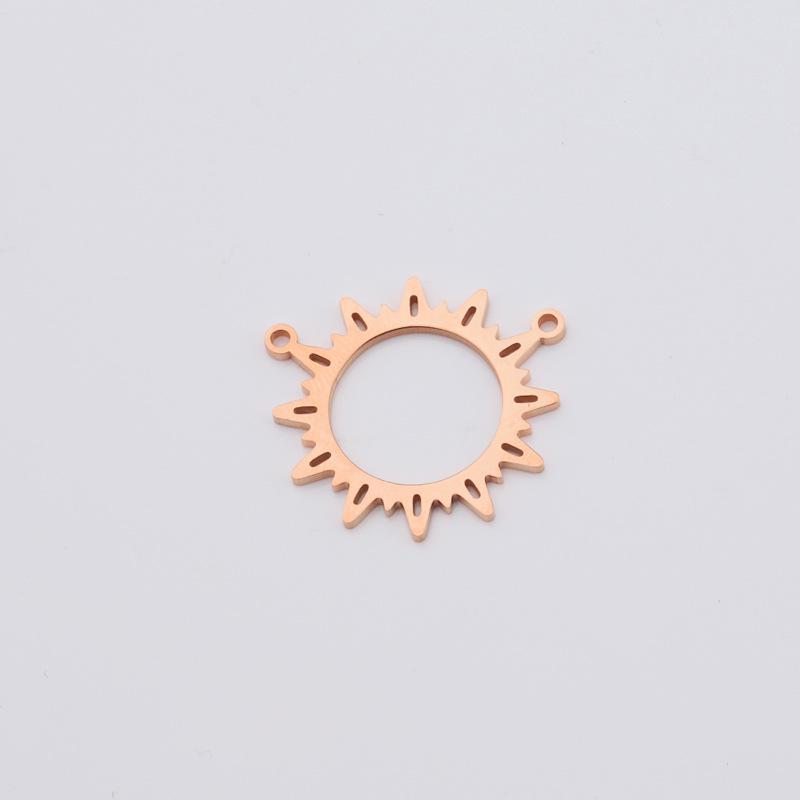 Зеркальный кулон из титановой стали – круглый дизайн солнца с двойными отверстиями для самодельных украшений