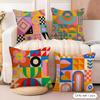 Geometric patterns Cushion Cover Natural Linen Organic Fabric DoubleSided Printing Sofa Home Decor Gift Pillow Cover