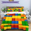 3pcs bedding set Building block jigsaw puzzle Includes 1 Comforter + 2 Pillowcases, Without Pillow Inserts, Soft Comfortable, Lightweight Breathable