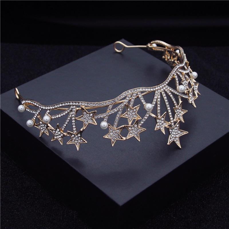 Великолепная звездная корона, повязки на голову, королевский головной убор для невесты, роскошные диадемы принцессы на день рождения, свадебные украшения для волос, украшения