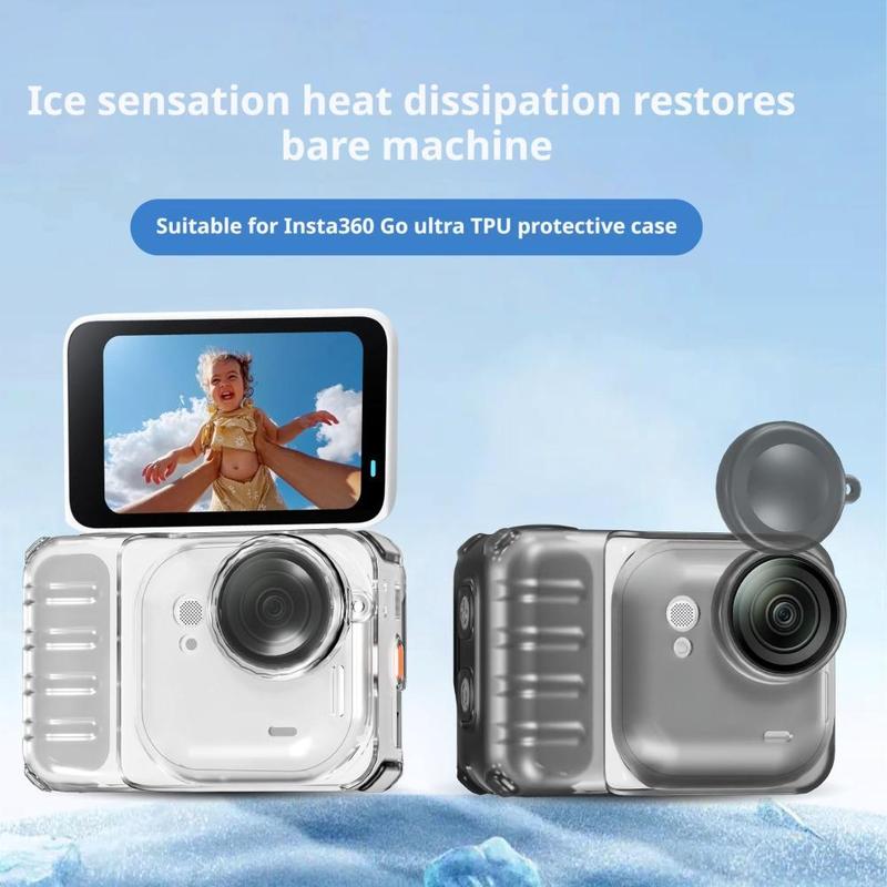 For Insta360 Go Ultra Protective Cover TPU Anti Drop Ice Sensing Heat Antifall With Lens Cap Lanyard Dissipation Protective Case