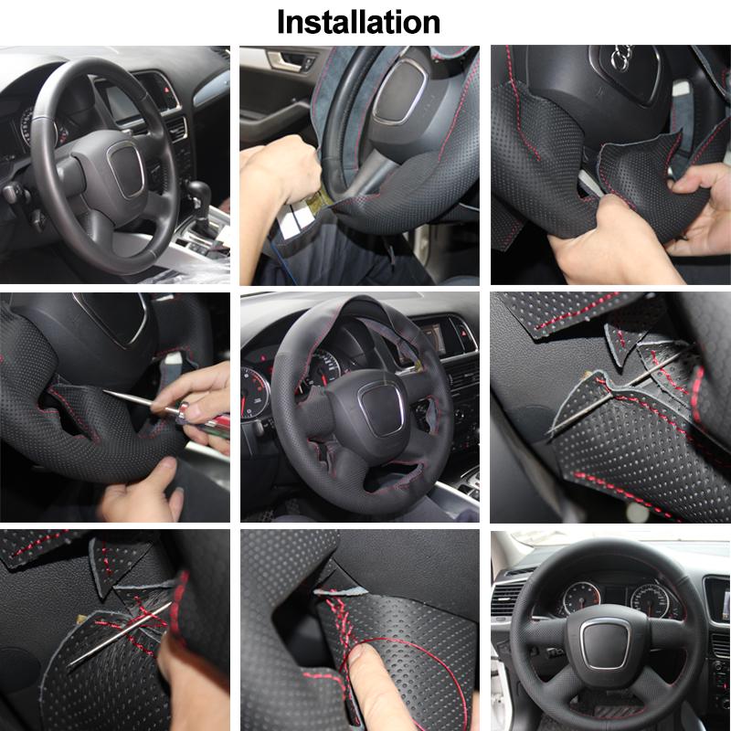 Hand Sewing Car Steering Wheel Cover For Citroen Elysee c-elysee Citroen Xsara Picasso Black Artificial Leather