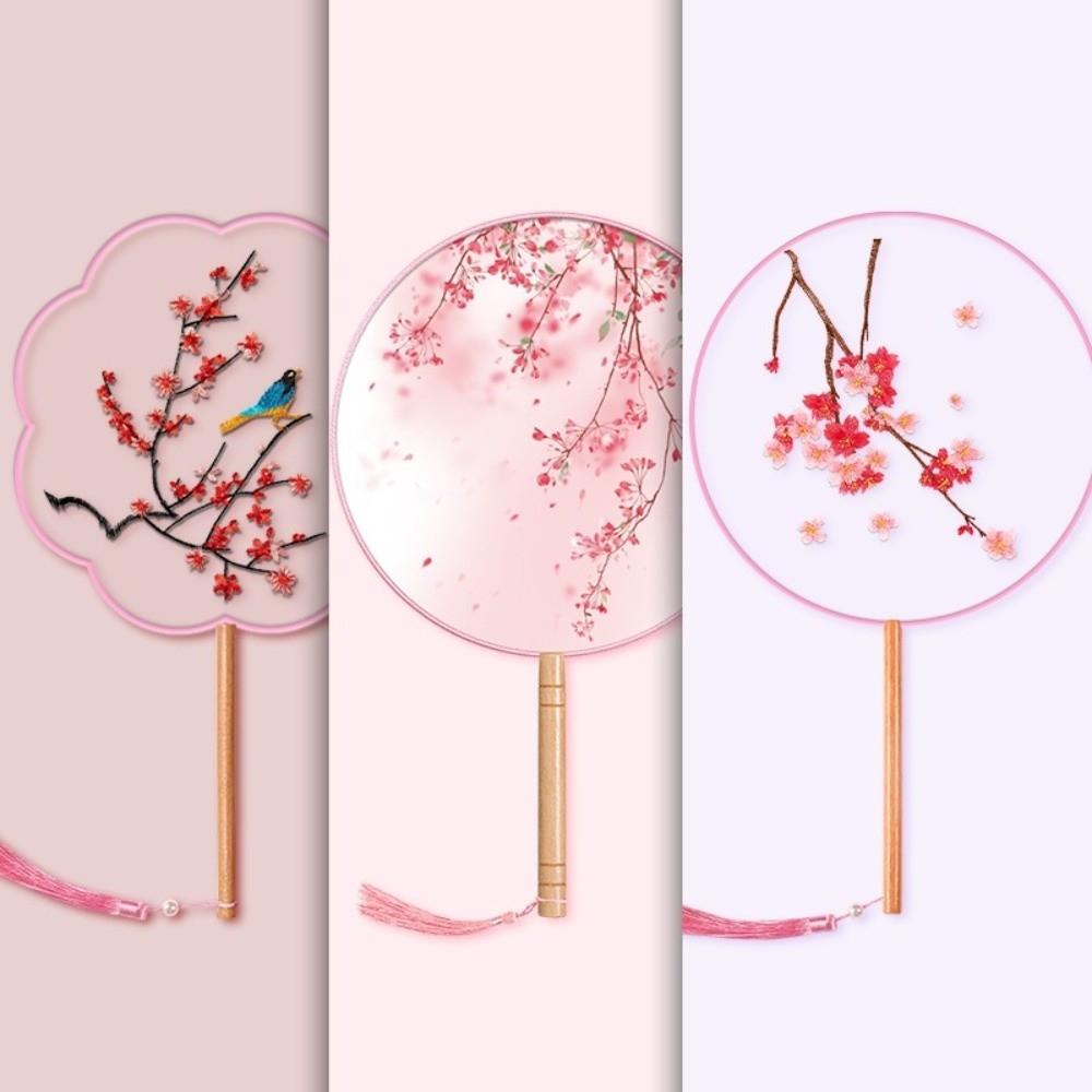 Silk Material Chinese Round Hand Fan Embroidery Design Cheongsam Tang Suit Fan  Wedding Ceremony