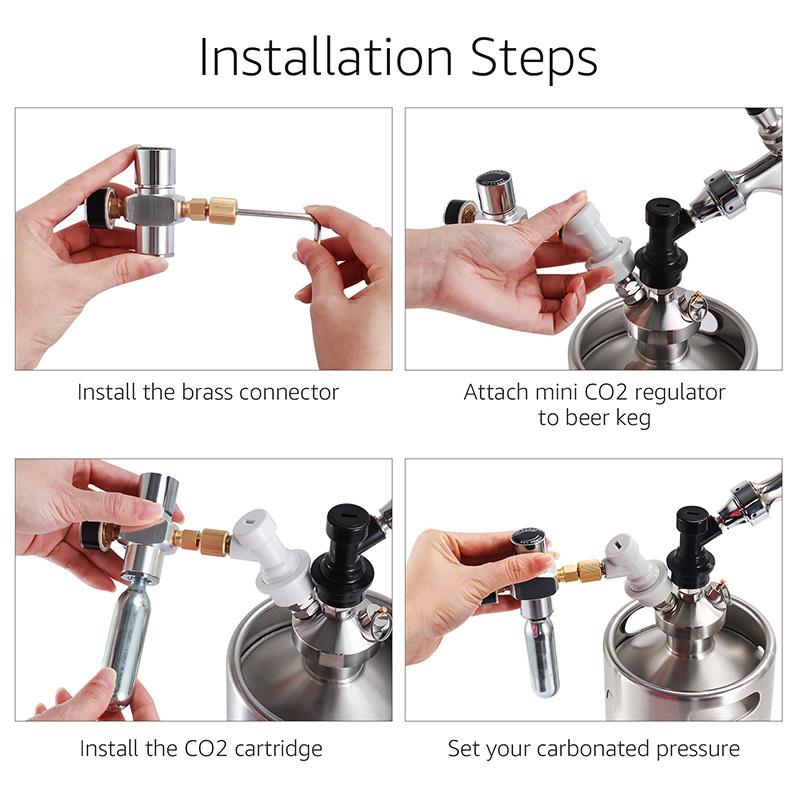 Beer Keg Co2 Charger,0-60PSI Mini Co2 Regulator,Portable Co2 Dispenser With Ball Lock Quick Disconnect For Home Brewing Beer Keg