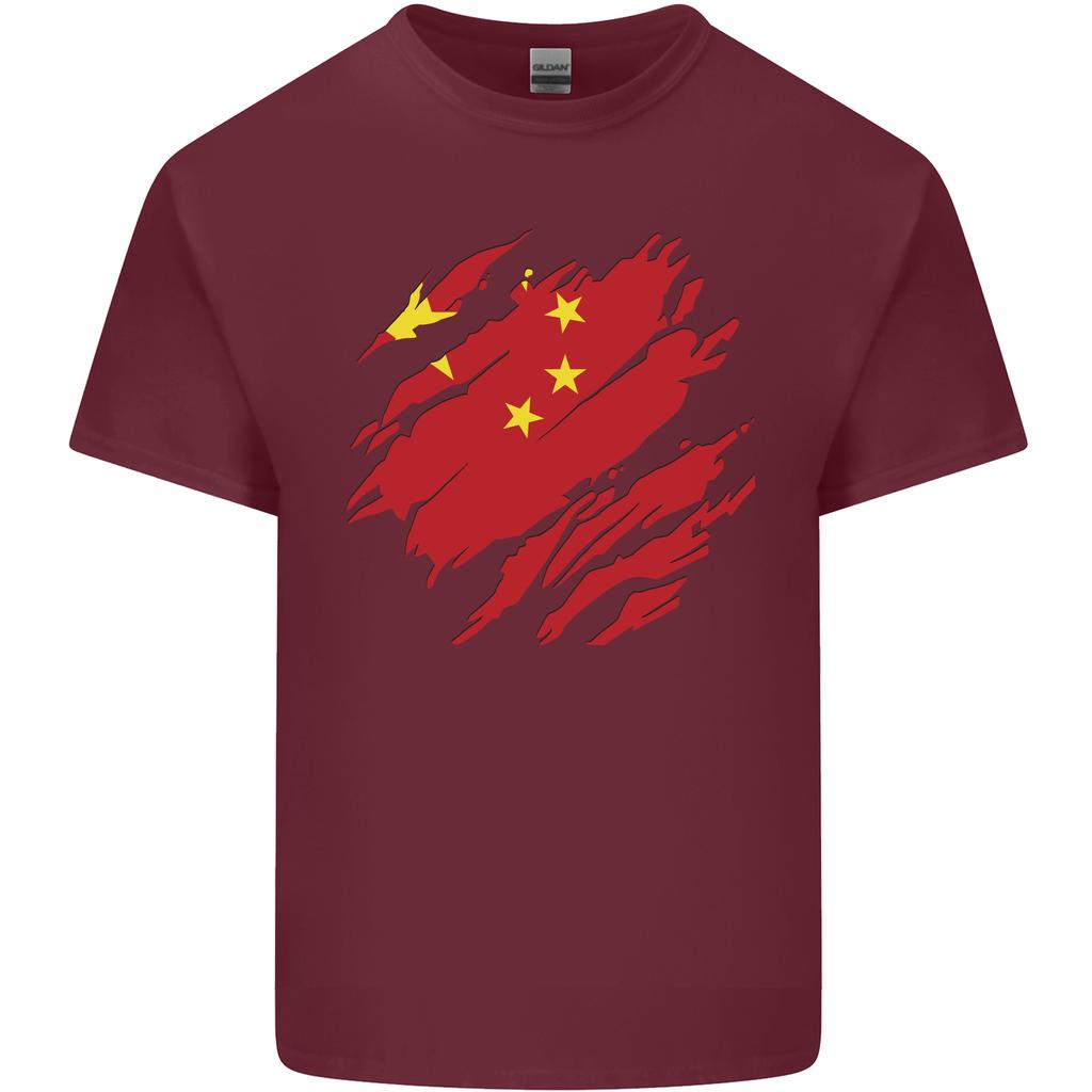Torn China Flag Chinese Day Football Unisexs Light Cotton Tshirt