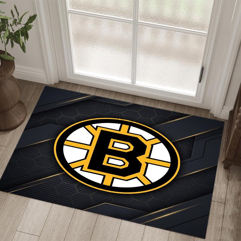 Дизайн Boston Bruins Кристальный Велюровый Ковер Уютный Не?Нескользящий ковер с принтом для спальни, гостиной, прихожей