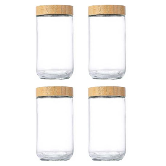 Yousheng 4Pcs/Set Overnight Oats Jars Glass Airtight Jars with Lids Leakproof Meal Prep Containers Reusable Sealed Food Storage Jars for Breakfast