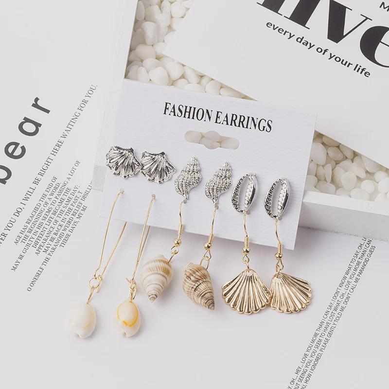 Trendy Alloy Shell Tassel Earrings with Ocean Style Conch Pearls