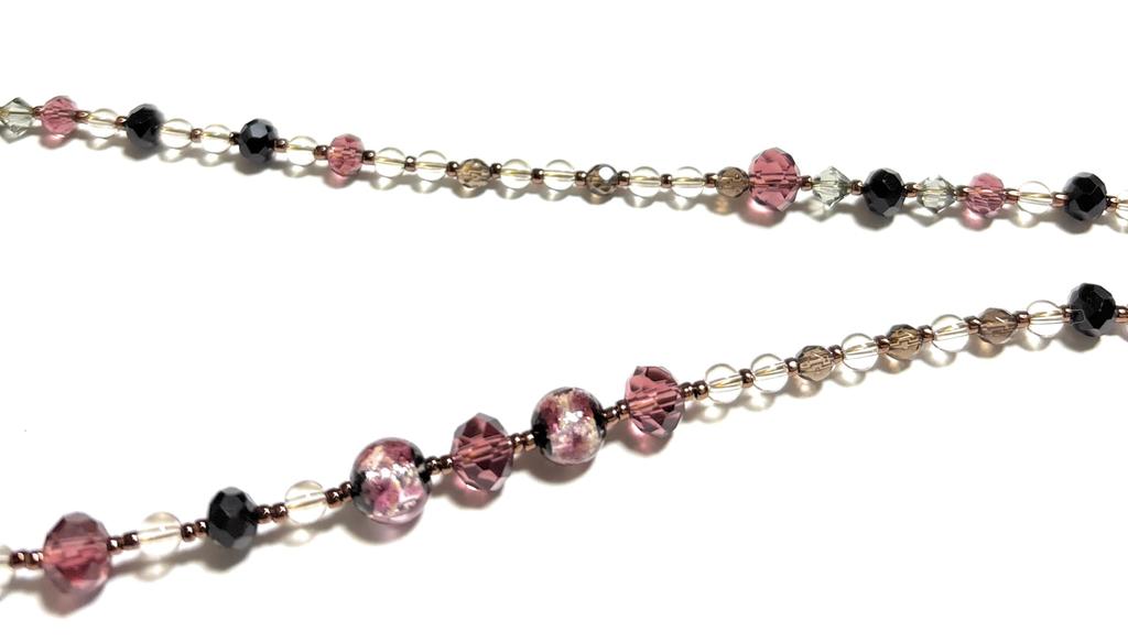 Ожерелье из натурального камня Светится в темноте Бокал светлячка Аура шампанского Бусины из дымчатого кварца 21 г Магнитная застежка Сделано в Японии [Malline Marine]