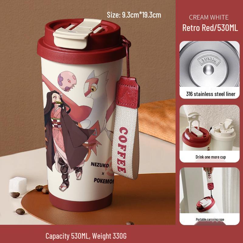 Кружка-термос с трубочкой из нержавеющей стали «Клинок, рассекающий демонов» Агацума Зеницу