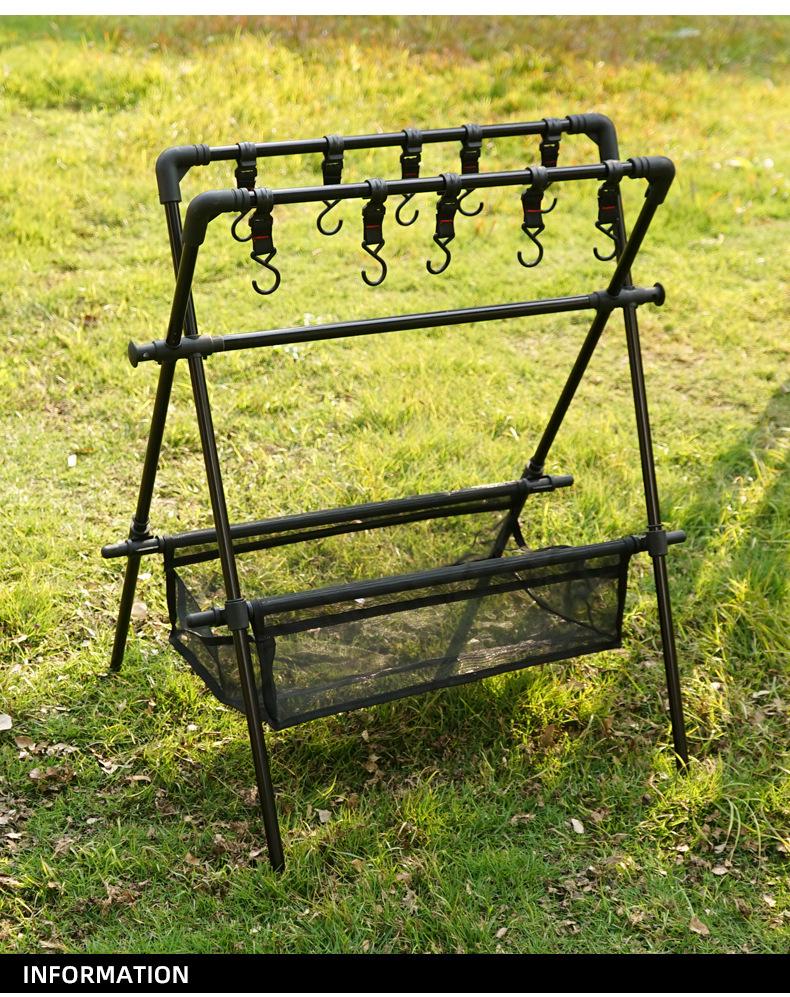 Outdoor Multifunctional Double-Layer Mesh Drying & Storage Rack for Camping & Cars