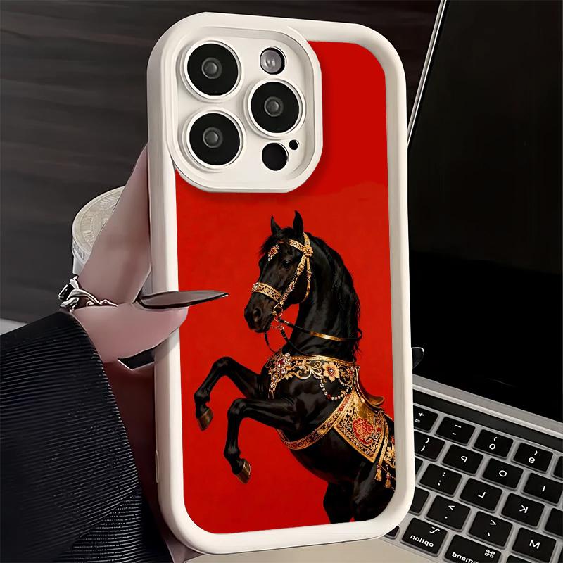Чехол для телефона iPhone 17 Air 16E 15 16 Pro Max Эстетика Искусство Лошади Чехол 14 Plus 13 12 Mini Мягкий Силиконовый Fundas
