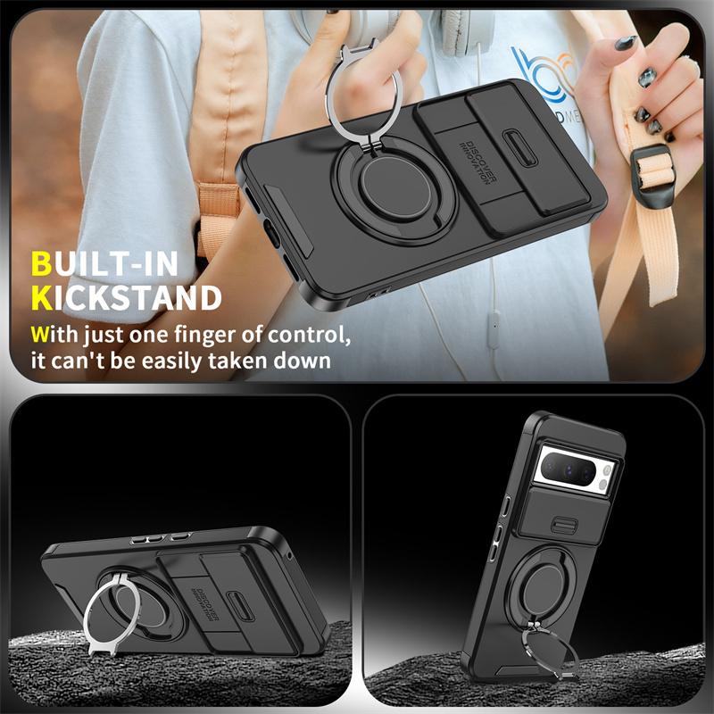 Shockproof Armor Case For Google Pixel 9 Pro XL 9Pro 5G Magnetic Ring Stand Phone Cover Pixel 7 8 Pro 8A 9A Camera Protect Funda