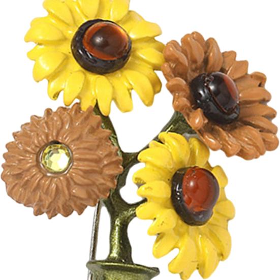 Женская брошь в форме подсолнуха в форме вазы ретро эмаль противоскользящая полированная пальто воротник сумка шарф шляпа украшение прищепка для вечеринки банкет одежда ювелирные изделия