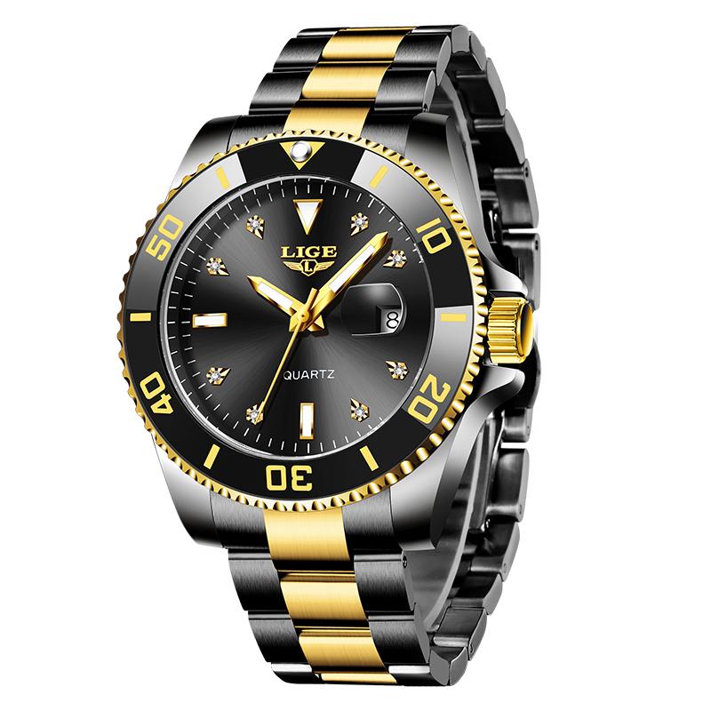 LIGE Новые лучшие брендовые роскошные мужские часы модные повседневные водонепроницаемые кварцевые часы с датой
