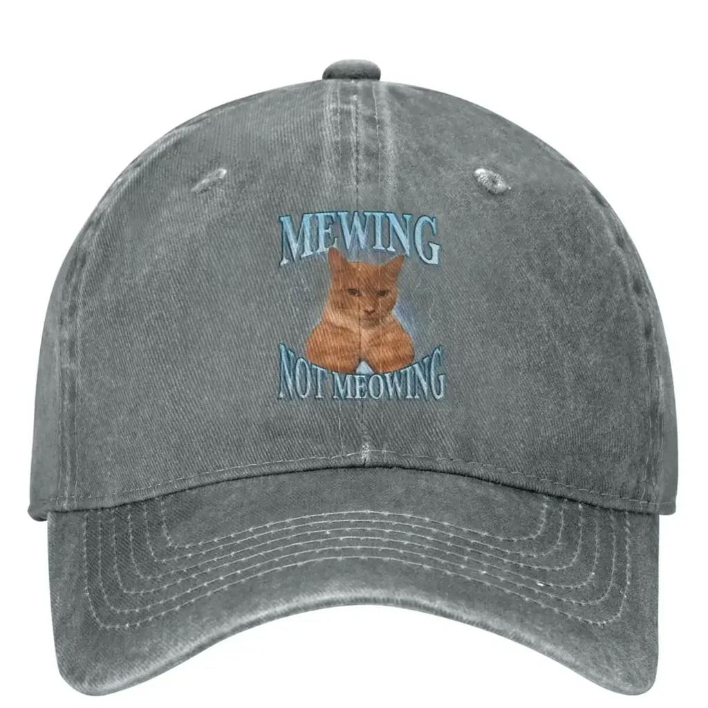 Mewing Not Meowing Funny Casual Baseball Cap Cat Meme Running Hippie Trucker Hat Sun Visor Men Adult Streetwear Baseball Caps