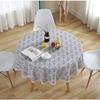 Retro Blue And White Porcelain Pattern Round Tablecloth With Stitching Lace Tassels Dining Table Cloth For Home Garden Tea