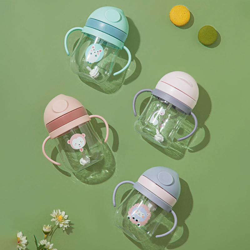 250 мл мультяшный узор бутылка для питья для детей на открытом воздухе с соломинкой чашка для кормления детей для обучения портативная ручка бутылка для воды