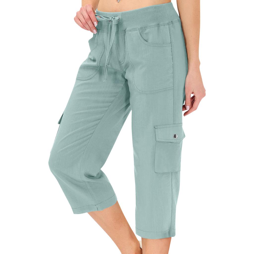 Womens Capris With Pockets Loose Fit Casual  Pants Dressy Lightweight Ladies Baggy Cargo Pants For Hiking