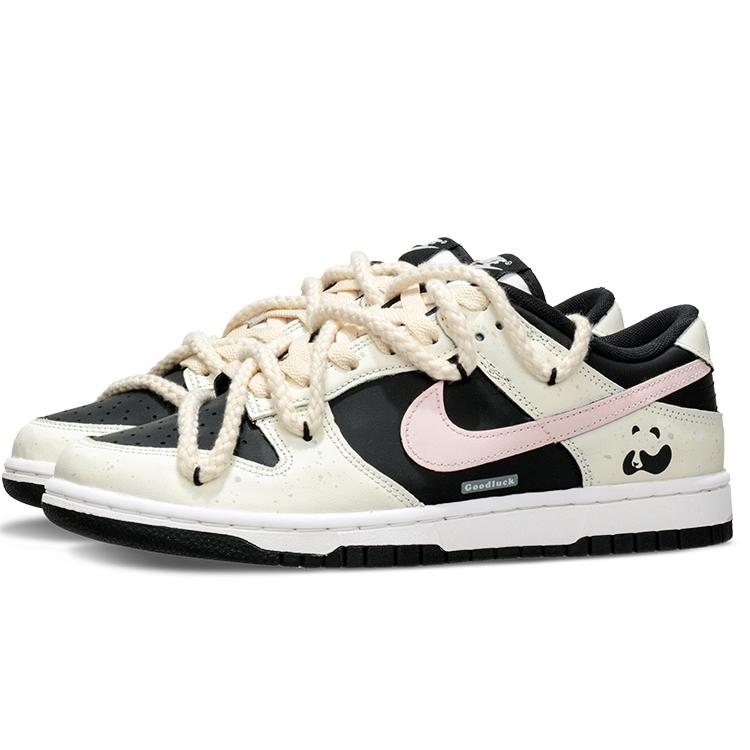 Nike Кроссовки Dunk Panda, Персиковый Улун Кожаные Нескользящие, Износостойкие, Легкие Низкие Кеды для Скейтборда Женские CW1590-100(Команда62-)