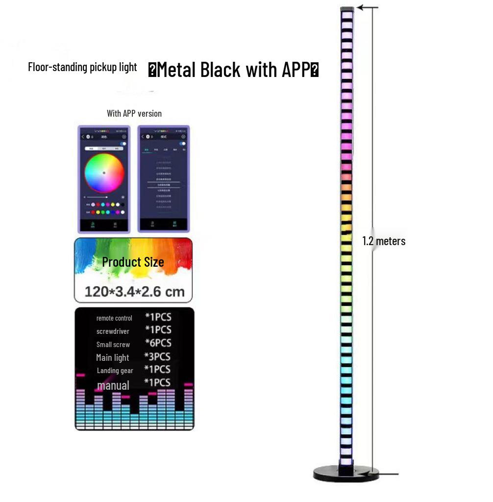 3D RGB Sound-Activated Rhythm Light: Double-Sided, Bluetooth-Controlled Strip for Desktop, Car, or Room Atmosphere.