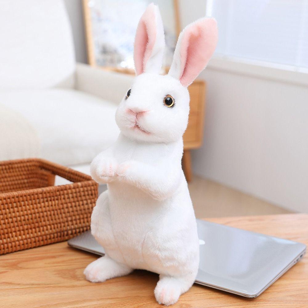 Kids Birthday Kawaii Rabbit Plush Toy Simulation Long Ears Rabbit Lifelike Animal Stuffed Doll Toys