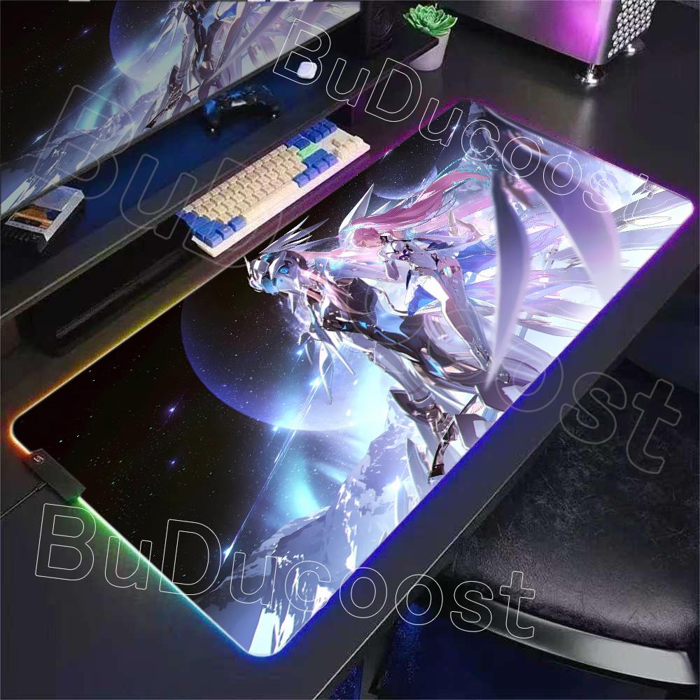 Новый Роль Кавайи Aemeath RGB Коврик для Мыши Игровой Wuthering Waves Милая Аниме Девушка Коврик для Мыши XXL Компьютерный Нескользящий Резиновый Коврик для Клавиатуры