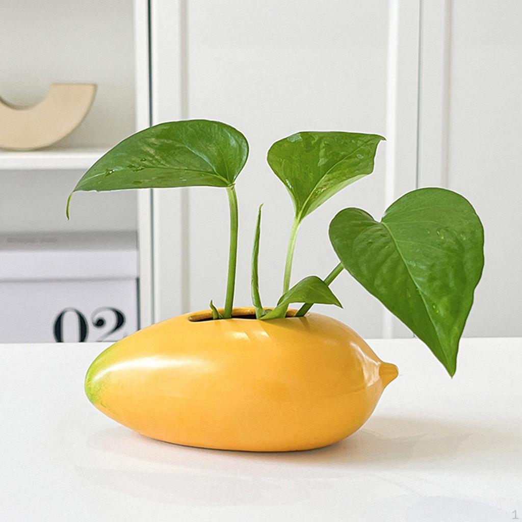 Mango Shaped Ceramic Vase,Plant Pot Storage Propagation Vase Flower for Fireplace Farmhouse