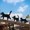 Yousheng Garden Cat Signs Metal Black Cat Silhouette Statues Bird Repellent Outdoor Decor Cat Mother And Kids Signs for Yard Lawn Decorations