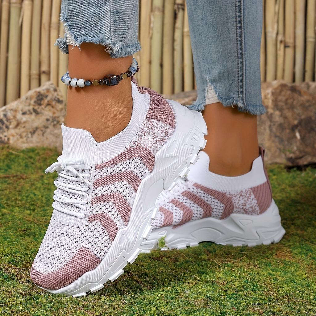 Plus Size Breathable Mesh Women's Stylish Sports Shoes, Casual Colorblock Low-top Platform Sneakers, Lightweight Comfortable Outdoor Shoes